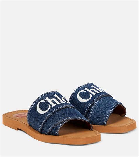 chloe denim slides|chloe sliders women.